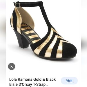 Lola Ramona Elsie D'Orsay T-Strap leather and suede pump